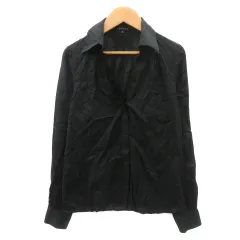 セオリー Theory シャツ ブラウス 長袖 スキッパーカラー 2 黒 ブラック /YK23