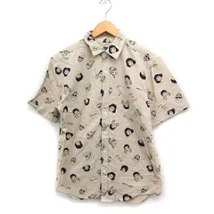 チャオパニック CIAOPANIC フェイス柄プリント シャツ カジュアル 半袖 コットン 綿 M ベージュ /FT36