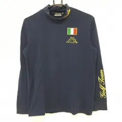 カッパ 長袖ハイネックシャツ ネイビー×イエロー 袖プリント ITALIA刺しゅう  メンズ M ゴルフウェア Kappa