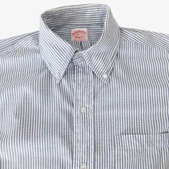 60s〜70s ヴィンテージ Brooks Brothers(ブルックスブラザーズ) Makers 6ボタン ポロカラー BDシャツ 15 1/2-33 USA製 アメリカ製 ストライプ 胸ポケット付 ピンホール有