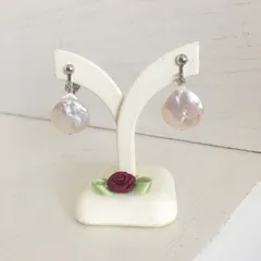 高級バロック淡水パールイヤリング☆ホワイト☆大ぶり