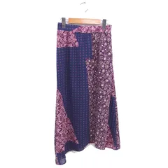 イッカ ikka タグ付き フレア スカート ロング 花柄 総柄 薄手 M パープル ネイビー 紫 紺 /TT