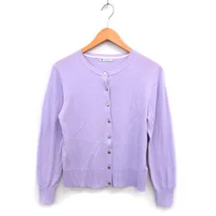 アフタヌーンティー Afternoon Tea クルーネック カーディガン ニット リブ ハイゲージ 長袖 M ラベンダー /NT13
