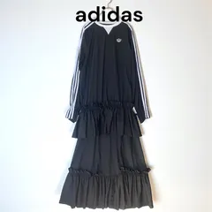 adidas アディダス ロングワンピース フリル 長袖 ブラック