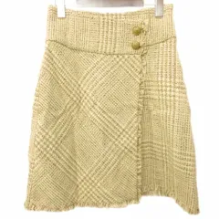 アプワイザーリッシェ Apuweiser-riche スカート ひざ丈 ツイード ラップ風 ウール混 1 M ライトベージュ