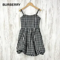 美品 BURBERRY BLUE LABEL バーバリーブルーレーベル チェック 総柄 キャミソール バルーンワンピース ブラック