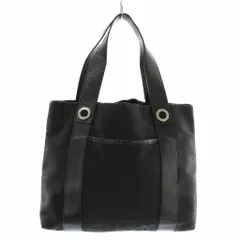 ブルガリ BVLGARI ロゴマニア トートバッグ ハンド キャンバス レザー 総柄 黒 ブラック /XZ ■OH ■GY18