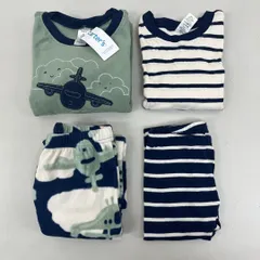 A491-1620548 Carter’s ベビー パジャマ 4点セット 3T 約93〜99cm 飛行機柄 フリース