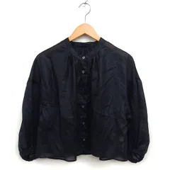 グリーンレーベルリラクシング ユナイテッドアローズ green label relaxing シアー ブラウス ワイド 羽織 ギャザー バンドカラー ドロップショルダー 長袖 黒 ブラック /NT16