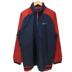 ナイキ NIKE 90s 銀タグ スウッシュ刺繍 バイカラー ラグラン ナイロンジップアップジャケット メンズ import：XL 
