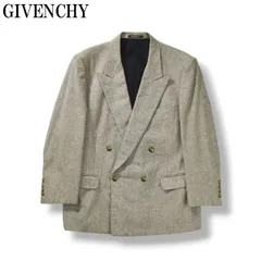 【最高級】 90sヴィンテージ ジバンシー GIVENCHY カシミヤ100％ ウールフランネル ダブル 4B テーラードジャケット ピークドラペル ブレザー 秋冬 グレー メンズ