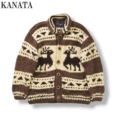 肉厚◎ カナダ製 Kanata カナタ ハーフジップ カウチン セーター 