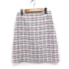 アナイ ANAYI ツイード 台形スカート ミニ チェック柄 38 ホワイト 白 /FT27