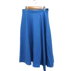 マカフィー MACPHEE トゥモローランド アシンメトリー フレアスカート ロング丈 無地 ウール 36 ブルー 青 /FT7