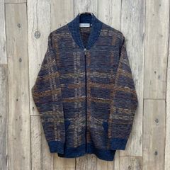 最高級】フェラガモ 総柄 ジップ ニット ジャケット ブラウン L 