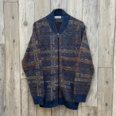 Fantasie di Settembre ITALY イタリア イタリー 製 総柄 3D 立体 ボーダー ニット セーター ジップ ジャケット メンズ 48 サイズ