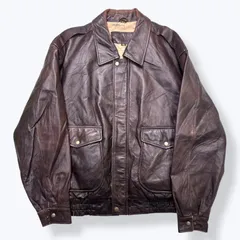 90s-2000s ST JOHN'S BAY A-2type Leather Jacket 【L】 90年代 2000年代 セントジョンズベイ ミリタリー レザー フライト ジャケット 地図 古着 ヴィンテージのサムネイル