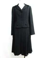 Aquascutum アクアスキュータム フォーマルスーツ セットアップ ジャケット プリーツスカート ブラック 黒 11 Lサイズ 入学式 卒業式 レディース E632L