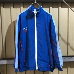 1938 PUMA ナイロンジャケット ブルー size5 XL 相当 プーマ フルジップ ワンポイント 刺繍ロゴ 古着卸 アメリカ仕入