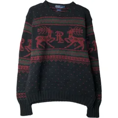 古着 ラルフローレン Ralph Lauren POLO by Ralph Lauren 総柄 コットンニットセーター メンズL相当/eaa399787