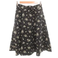 アースミュージック&エコロジー EARTH MUSIC & ECOLOGY タグ付き フレアスカート F 黒 ブラック 花柄 ひざ丈 /SJ ■ECF001