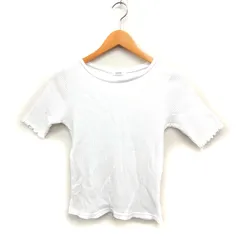 ローリーズファーム LOWRYS FARM リブ カットソー Tシャツ 半袖 丸首 無地 コットン 綿 M ホワイト 白 /FT4