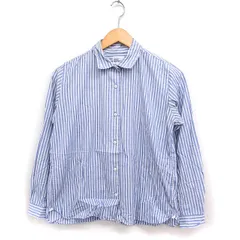 ヤエカ YAECA SHIPS ストライプ シャツ ブラウス 長袖 コットン 綿 S ブルー 青 /FT47