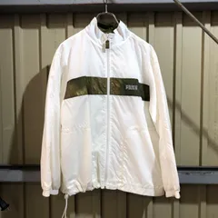 1940 PUMA ナイロンジャケット ホワイト S プーマ フルジップ ワンポイント 刺繍ロゴ 古着卸 アメリカ仕入