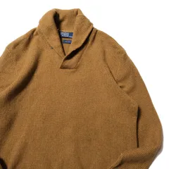 90's ポロラルフローレン ショールカラー ウール ニット セーター (L) 茶系 チェック プルオーバー 90年代 旧タグ オールド POLO アメリカ古着 USED ビンテージ ヴィンテージ