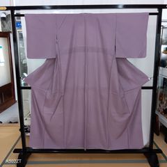 □E6576□美品□きもの英 紅藤色 絽 単衣 洗える着物 色無地□163/65