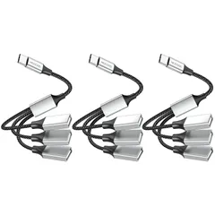 MOGOOD USB C 分岐器 Type C 分岐器 USB Cオスから3つのUSBメスケーブルアダプタ MacBook、iPadPro Air、Microsoft Surface Go、PC、ノートパソコンのマルチハブに適しています対応
