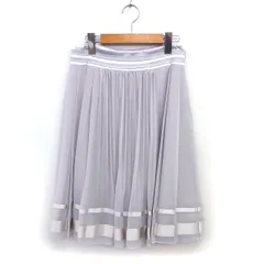 ボディドレッシングデラックス BODY DRESSING Deluxe プリーツ フレア スカート ひざ下 シフォン シルク混 ボーダー 38 グレー /NT9
