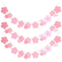 【新品】 DRERIO 桜 ガーランド 春 飾り 3本入 長さ約2.3m/本 ひな祭り ガーランド 壁掛け 飾り付け 桜 装飾 お花見 雛祭り 桜の季節 お花見 玄関 店舗装飾用 撮影 室内デコレーション (麻紐付き) 0