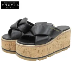 Salvatore Ferragamo サルヴァトーレフェラガモ 新品同様 ENGRACIA コルク ウェッジソール サンダル シューズ レディース 黒 4C 24SS 4C