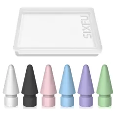 SIXFU Apple Pencilチップ用6色チップ iPad Pencilチップ カバーケース付き Apple Pencil Pro/USB-C/第1世代/第2世代iPencil用 (白、黒、ピンク、青、紫、緑)
