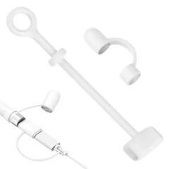 【Drawheart】対応Apple Pencil カバー 交換用 第一世代 Apple Pencil 用 紛失防止ストラップ 白 充電アダプター防失ストラップ / キャップ防失ストラップ2点セット 対応 iPad/Pro/Air/mini 用 Pe ...