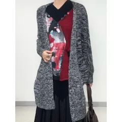 日本 ヴィンテージ チャコール ロックシーク ボレロ ニット カーディガン