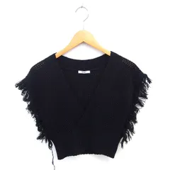 ムルーア MURUA ベスト ニット フリンジ 透け編み プルオーバー F 黒 ブラック /TT5