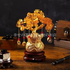 金運招財 宝袋 黄金の木 置物 風水インテリア 金運招財 宝袋