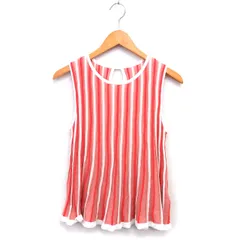 トラッゾドンナ Torrazzo Donna ニット ノースリーブ カットソー リブ ストライプ コットン混 ハイゲージ ノースリーブ ピンク /NT35