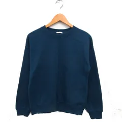 ジーユー GU 裏起毛 トレーナー スウェット リブ クルーネック コットン混 無地 長袖 L ディープグリーン /NT7