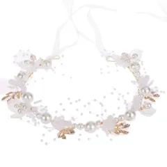 サムコス 髪飾り ヘアバンド カチューシャ 花冠 クラウン 女の子 子供ヘッドドレス ヘアアクセサリー 結婚式/披露宴/卒業式/入学式/パーティー/ダンス/和装/撮影 (クラシックパール ホワイト)