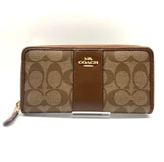 ★COACH コーチ シグネチャー 長財布 F54630 ジッピーウォレット ブラウン レザー レディース 中古★007189
