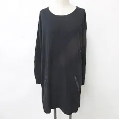 コントワーデコトニエ COMPTOIR DES COTONNIERS ワンピース ニットワンピ 長袖 丸首 ひざ丈 切替 ウール シルク 紺 ネイビー XS