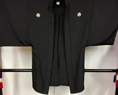 メンズ　単衣の紋付き黒羽織