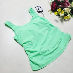 【新品タグ付】定価7800円 グリーン ヨガ ダンス用 タンクトップ XS バレエ 発表会 キッズOK 速乾 ストレッチ 美ライン