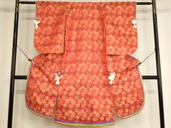 平和屋着物[]七五三　女の子　７歳　祝着　四つ身　寿光織　花手毬文　十二単風　AABF2371ja