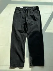 ザラ ワイド ストレート ブラック デニム パンツ 34