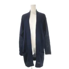 タケオキクチ TAKEO KIKUCHI トッパーカーディガン 麻 リネン M 紺 ネイビー 長袖 ショールカラー ポケット付き /CK44 ■ECC001