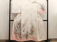 平和屋着物■訪問着　手描き　枝花文　暈し染め　正絹　逸品　BAAW6443mz
